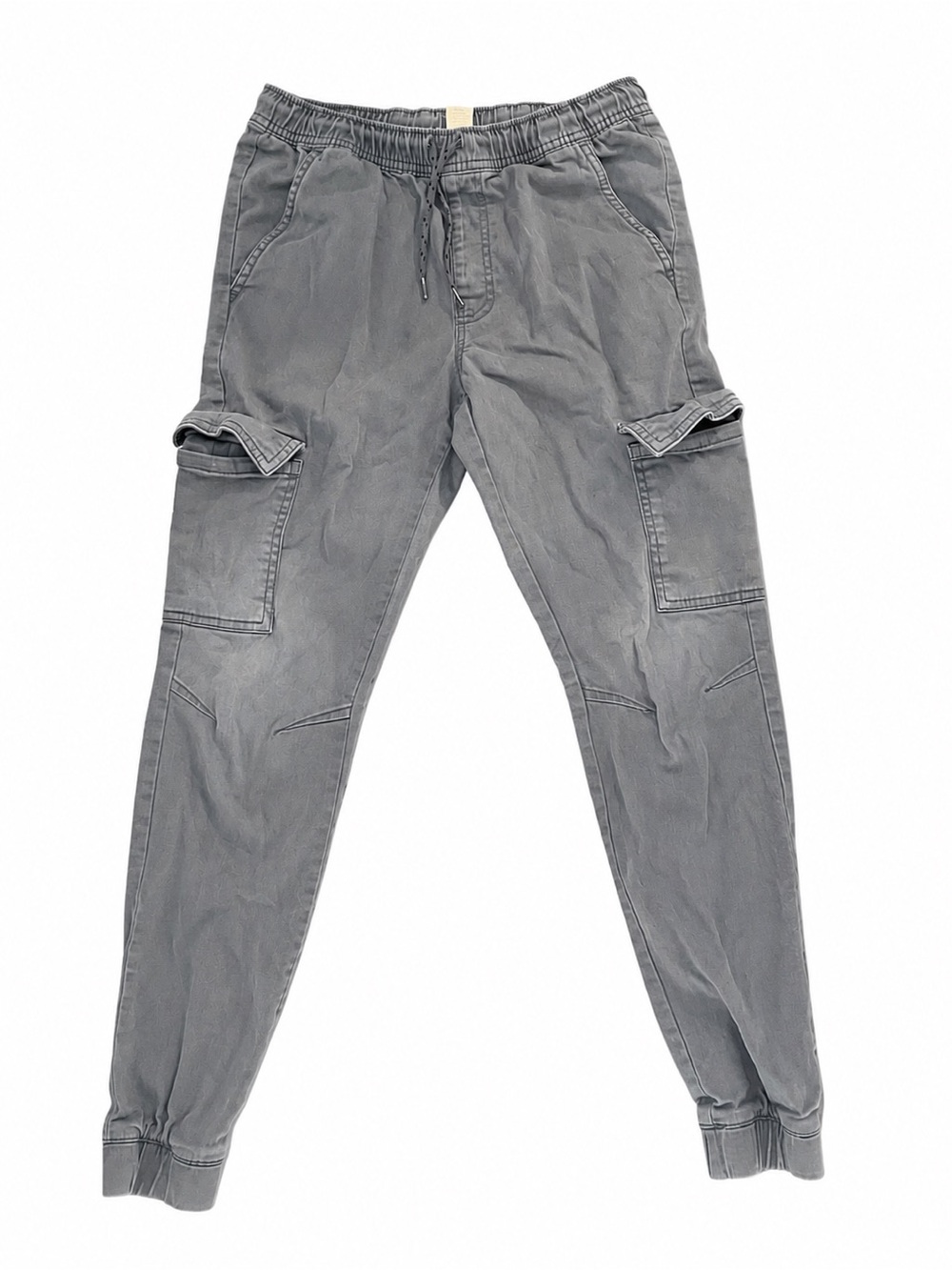 Kids Gray Cargo Joggers with Drawstring Waist